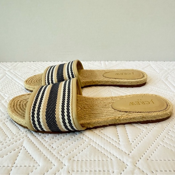 J. Crew Beige and Blue Striped Espadrille Slides Size 8 - Picture 7 of 8